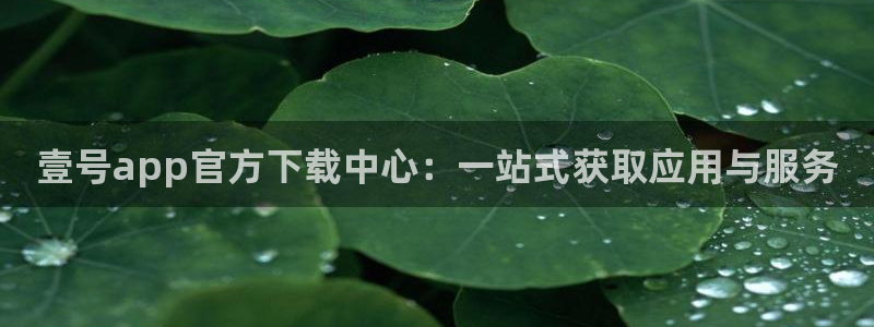 好彩运官网：壹号app官方下载中心：一站式获取应用与服务